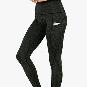 ODODOS Women's High Waisted Yoga Athletic Running Leggings Space Dye Charcoal